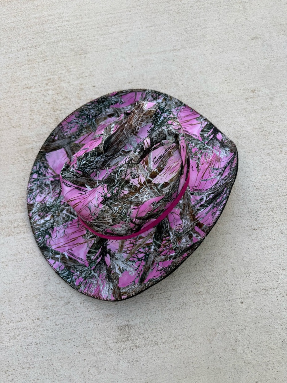 Pink duck camo rancher style cowboy hat wide brim cottagecore hat